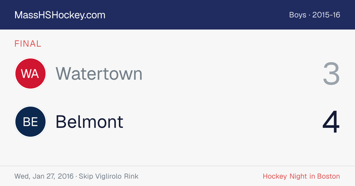 Watertown at Belmont score card