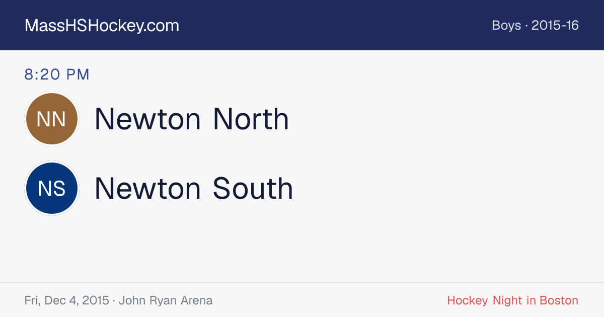 Newton North at Newton South score card