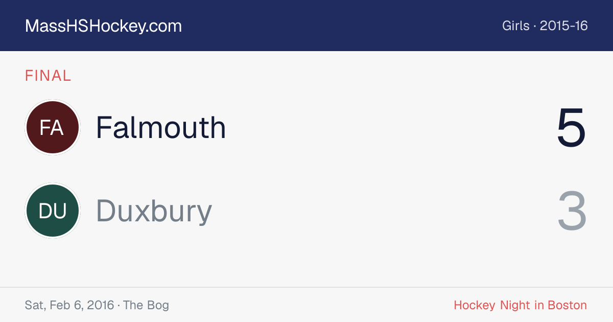 Falmouth at Duxbury score card