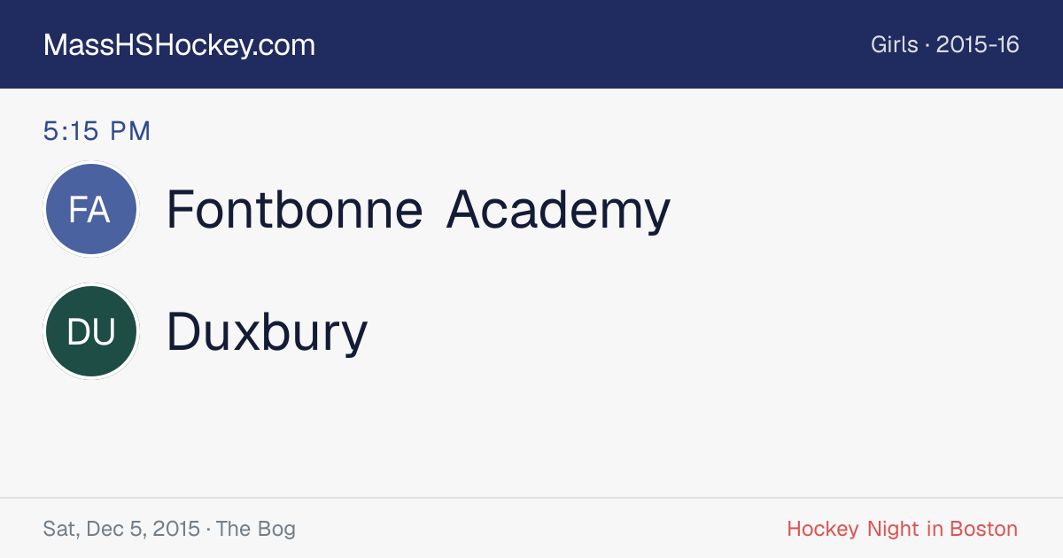 Fontbonne Academy at Duxbury score card
