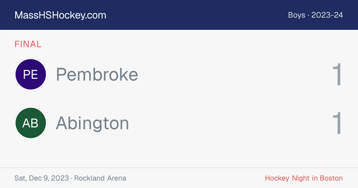Pembroke at Abington score card
