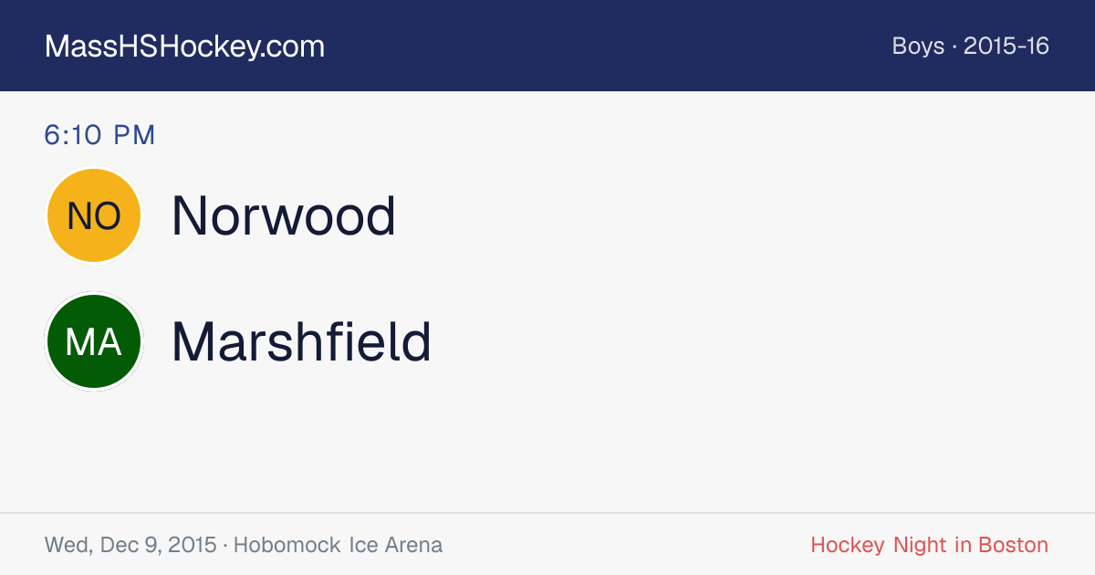 Norwood at Marshfield score card