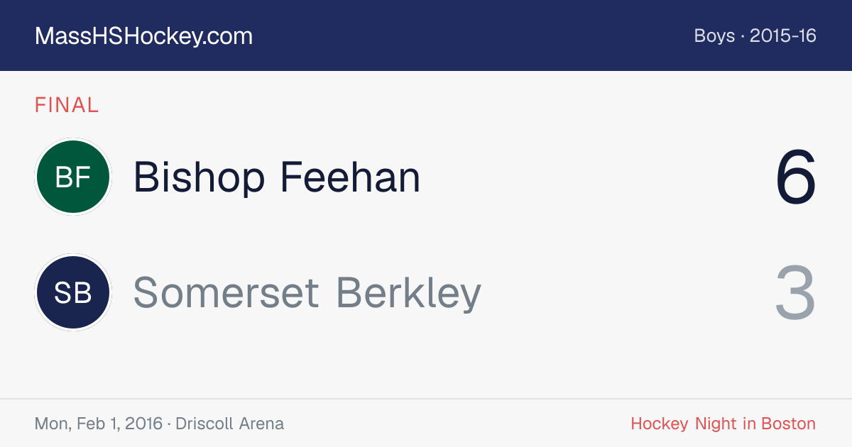 Bishop Feehan at Somerset Berkley score card