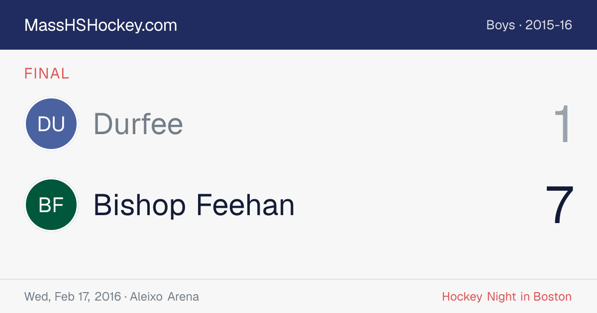 Durfee at Bishop Feehan score card
