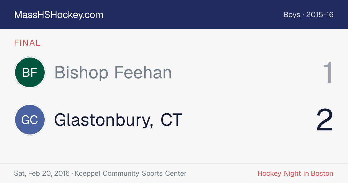 Bishop Feehan at Glastonbury, CT score card
