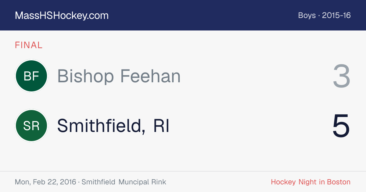 Bishop Feehan at Smithfield, RI score card