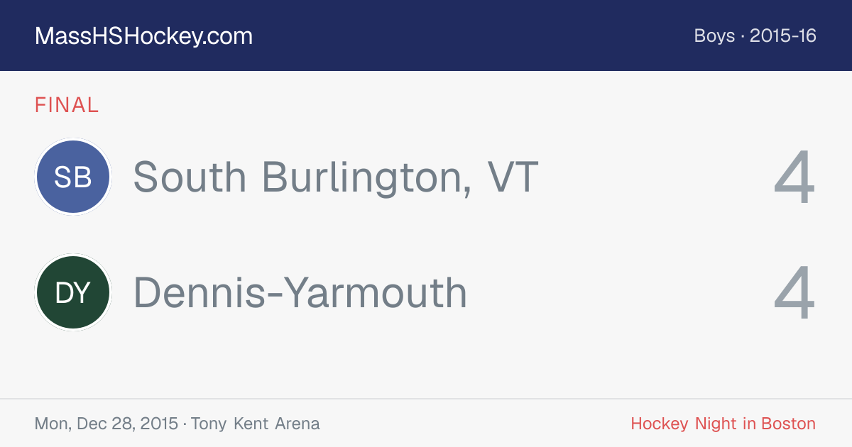 South Burlington, VT at Dennis-Yarmouth score card
