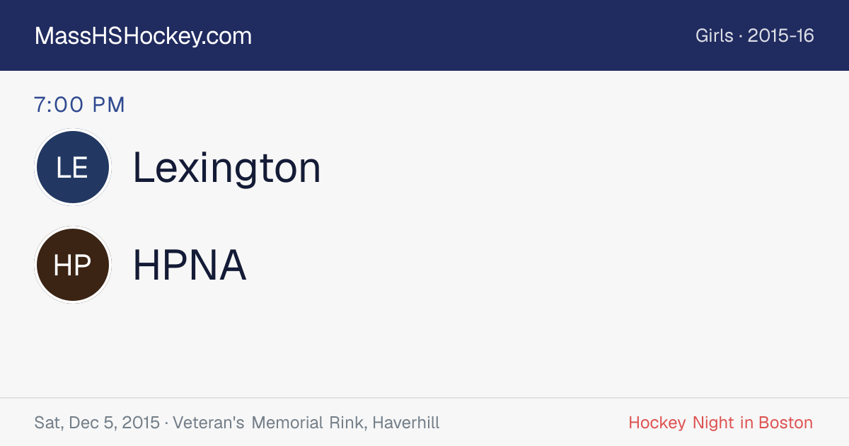 Lexington at HPNA score card