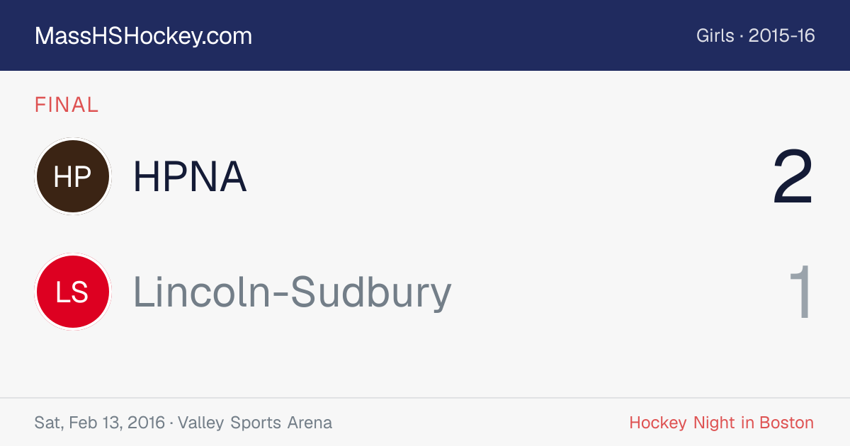HPNA at Lincoln-Sudbury score card
