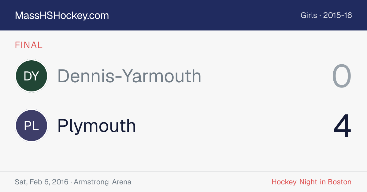 Dennis-Yarmouth at Plymouth score card