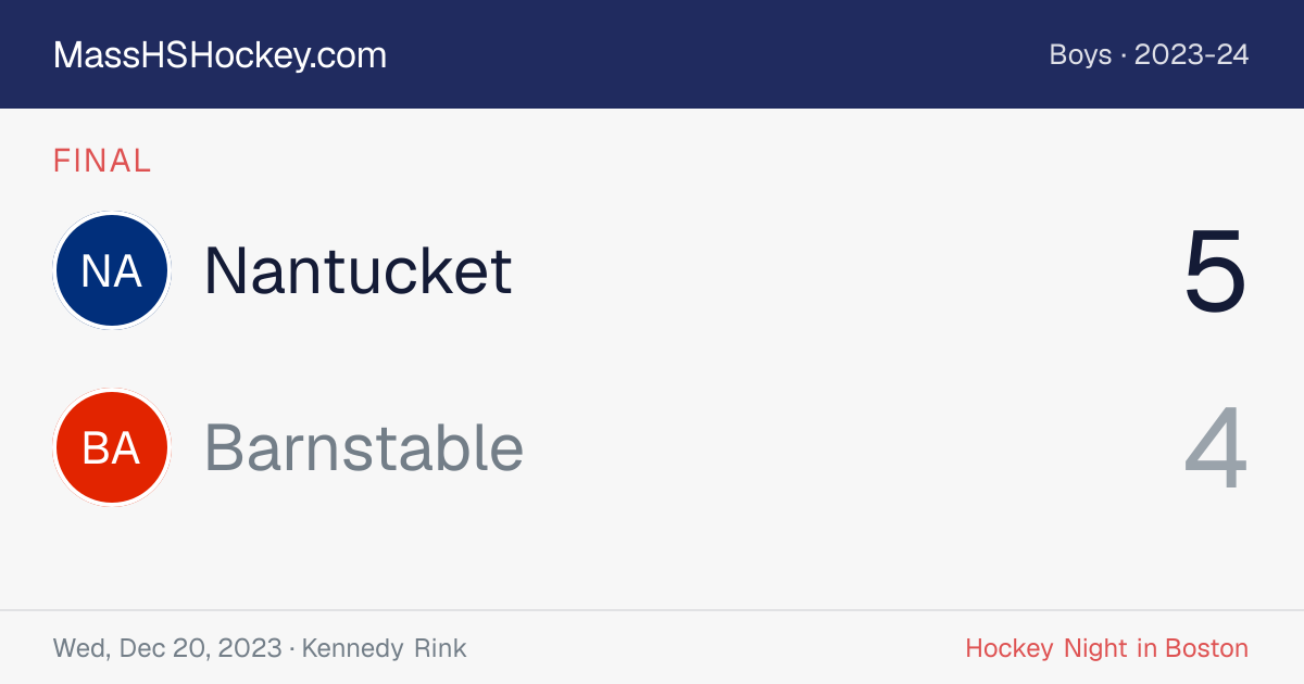 Nantucket at Barnstable score card