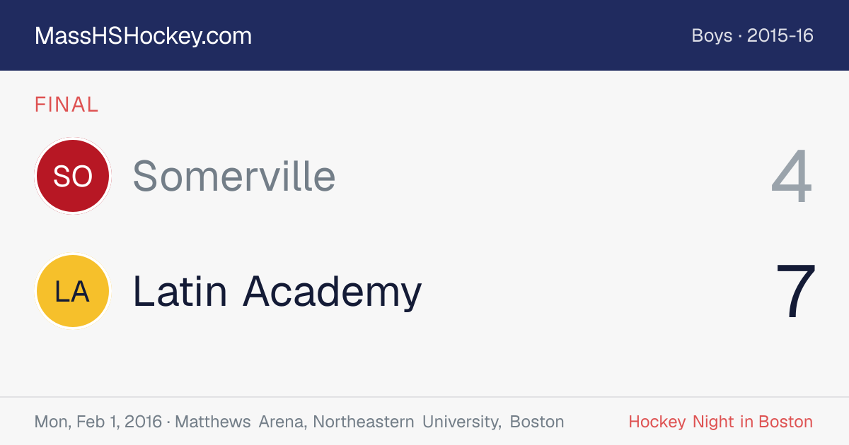 Somerville at Latin Academy score card