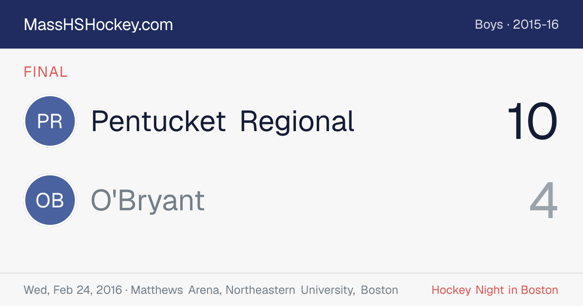 Pentucket Regional at O'Bryant score card