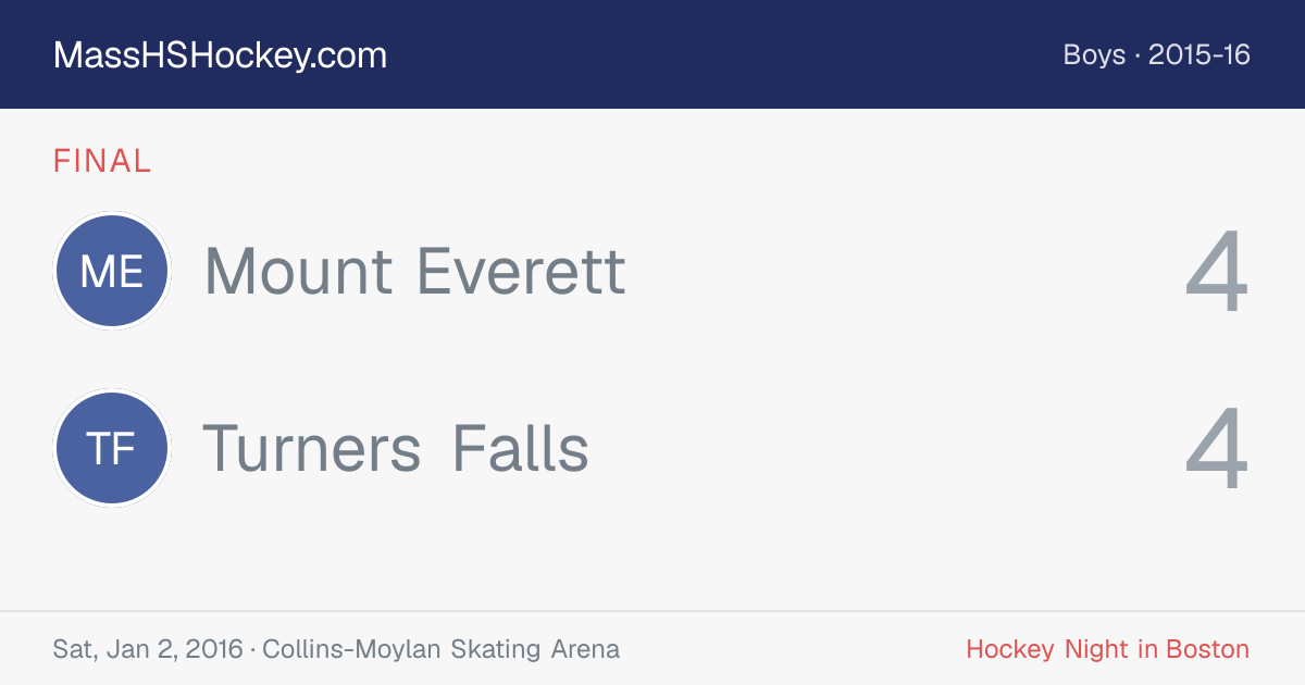 Mount Everett at Turners Falls score card