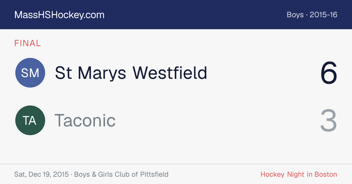 St Marys Westfield at Taconic score card