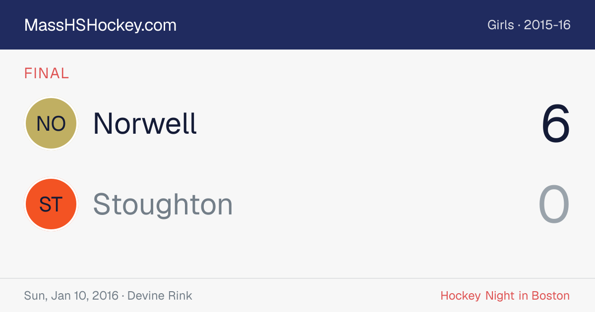 Norwell at Stoughton score card