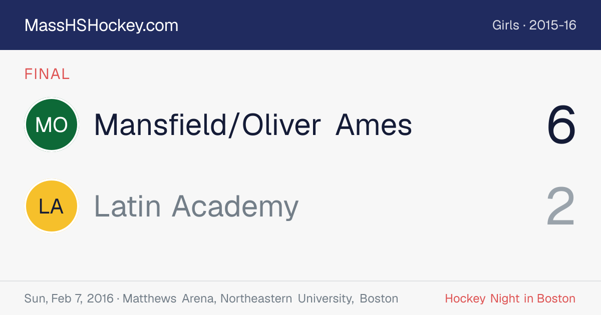 Mansfield/Oliver Ames at Latin Academy score card