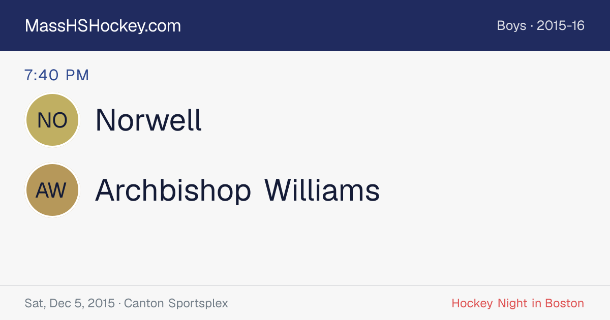 Norwell at Archbishop Williams score card