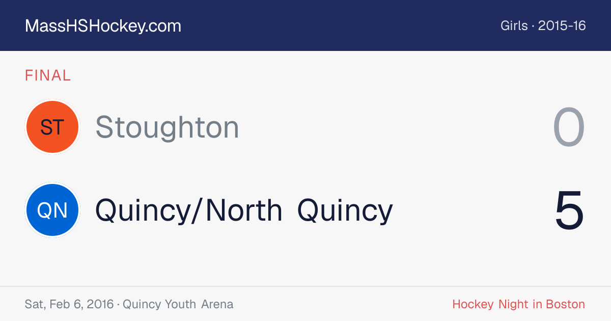 Stoughton at Quincy/North Quincy score card