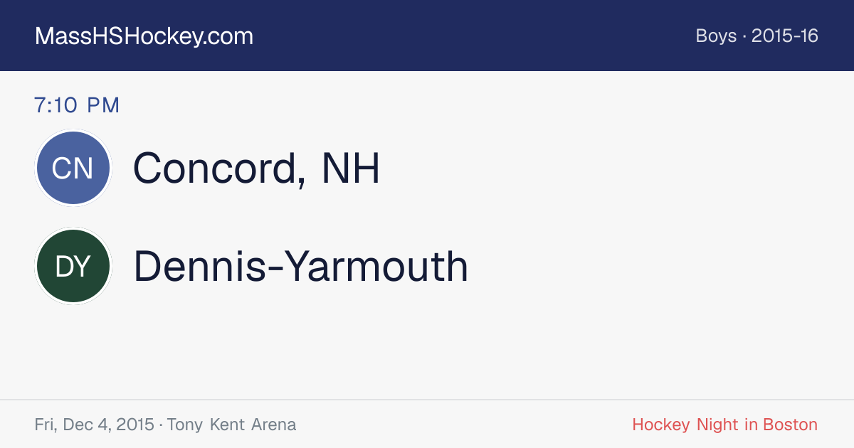 Concord, NH at Dennis-Yarmouth score card