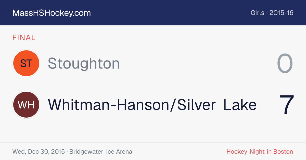 Stoughton at Whitman-Hanson/Silver Lake score card