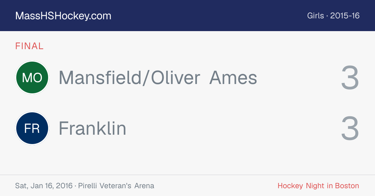 Mansfield/Oliver Ames at Franklin score card