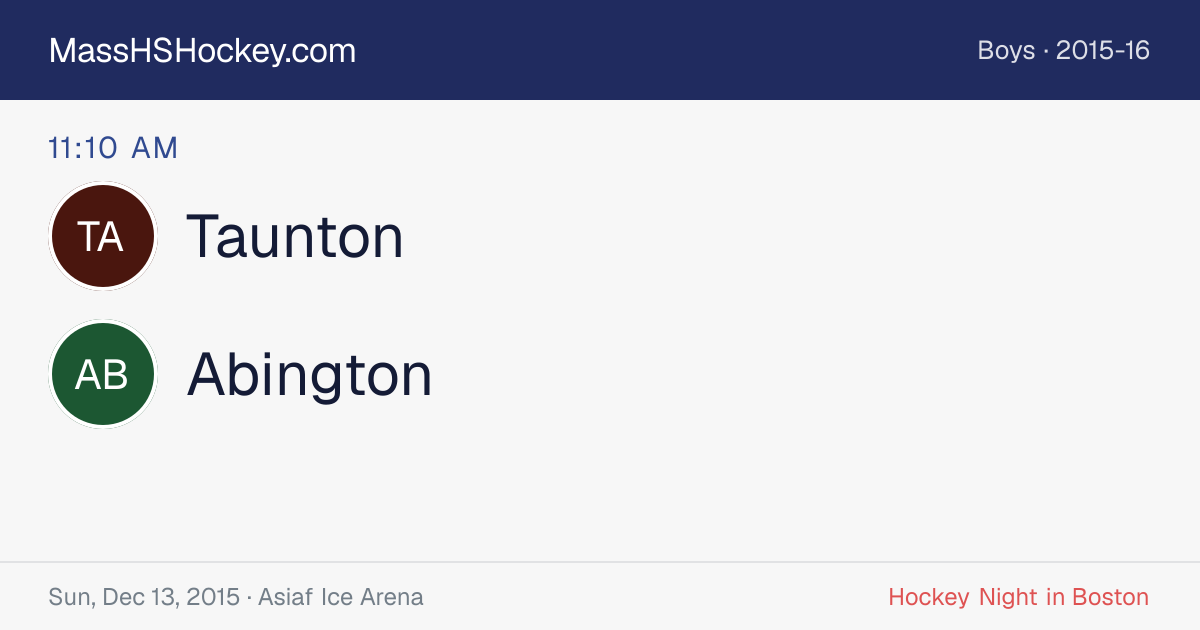 Taunton at Abington score card