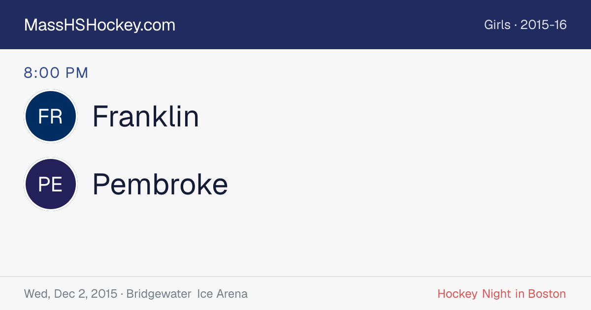 Franklin at Pembroke score card