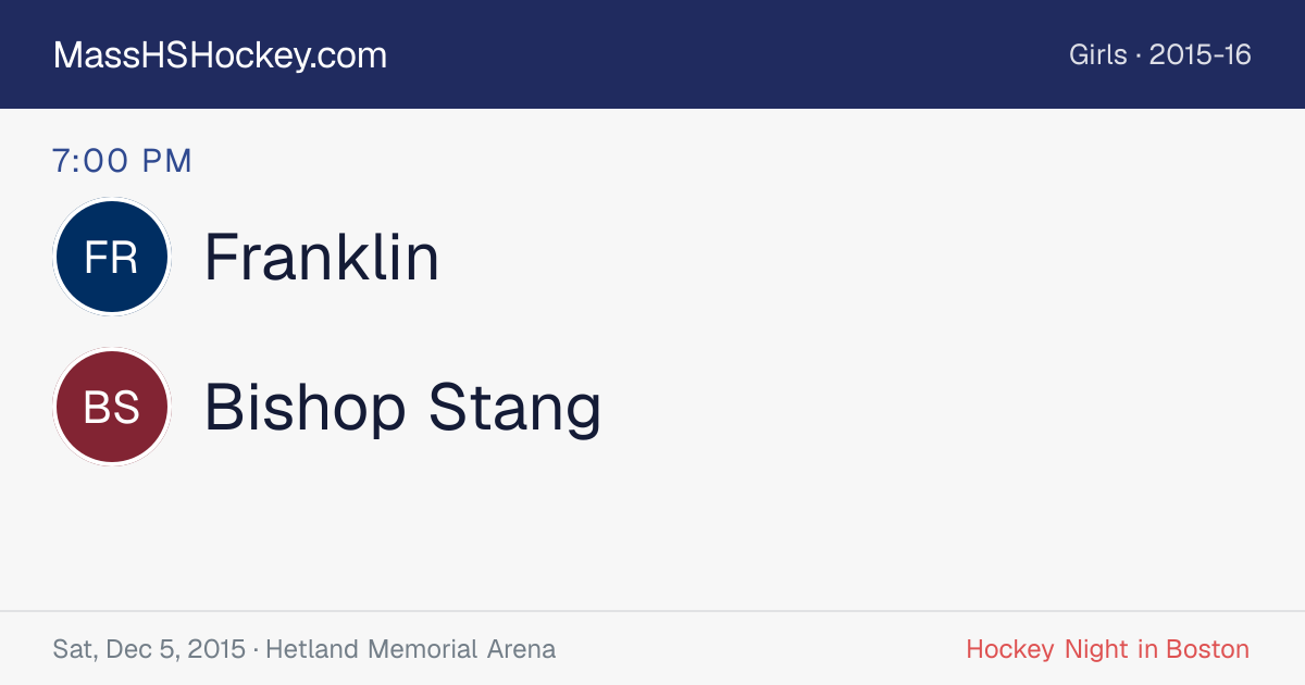 Franklin at Bishop Stang score card