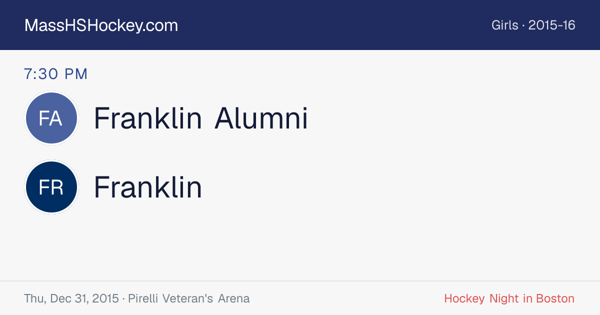 Franklin Alumni at Franklin score card