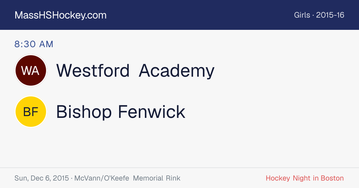 Westford Academy at Bishop Fenwick score card
