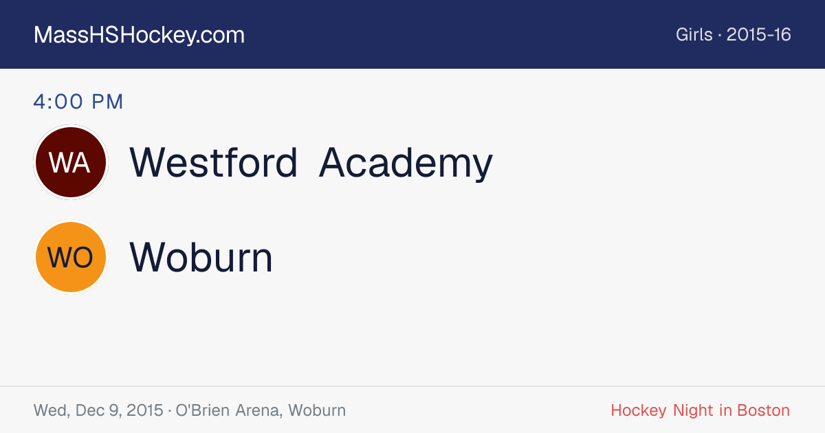 Westford Academy at Woburn score card