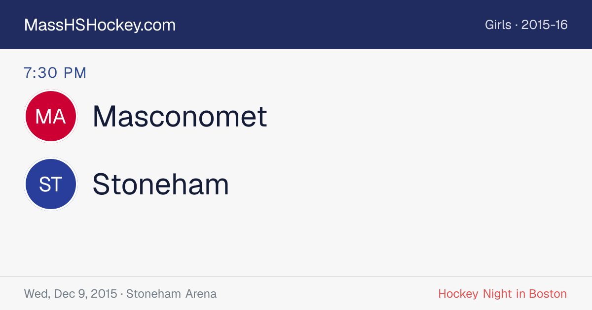 Masconomet at Stoneham score card