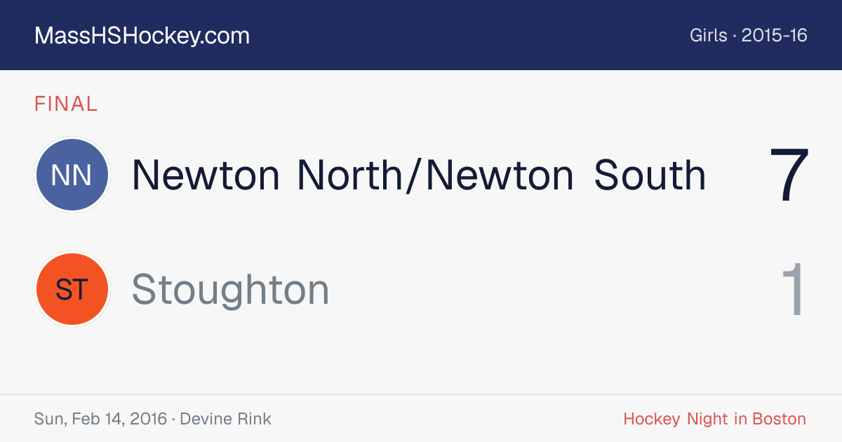 Newton North/Newton South at Stoughton score card