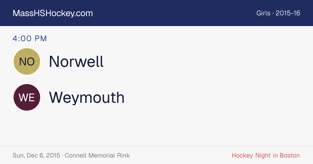 Norwell at Weymouth score card
