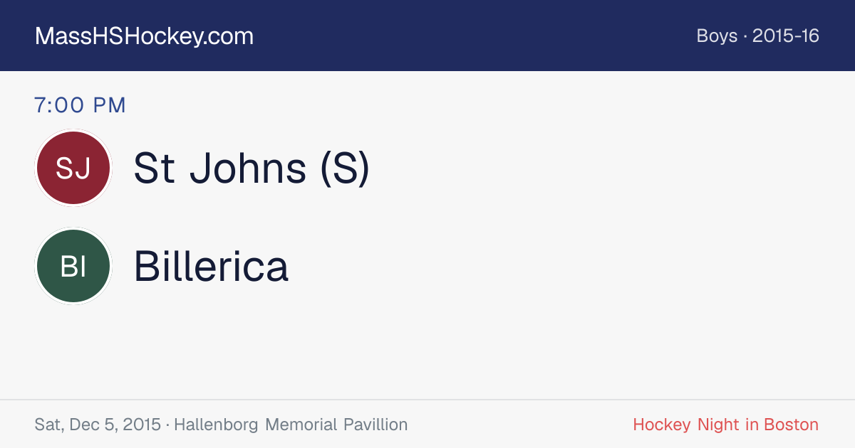 St Johns (S) at Billerica score card