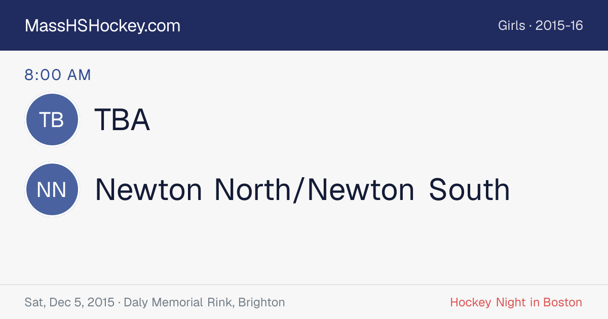 TBA at Newton North/Newton South score card