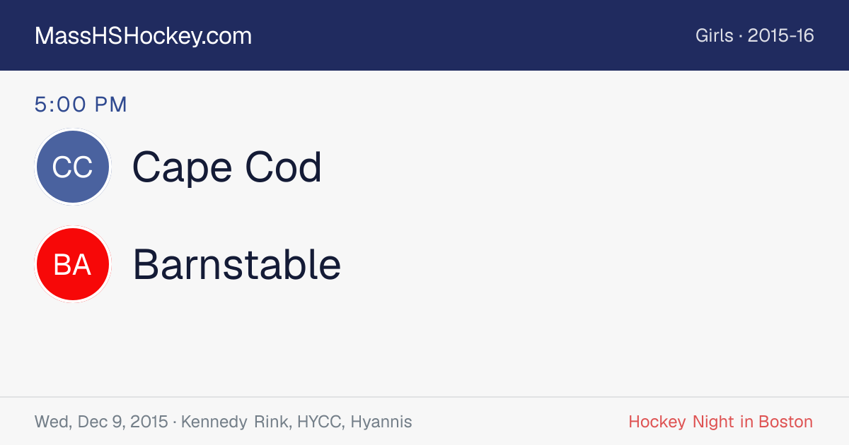 Cape Cod at Barnstable score card