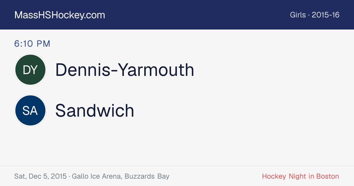 Dennis-Yarmouth at Sandwich score card