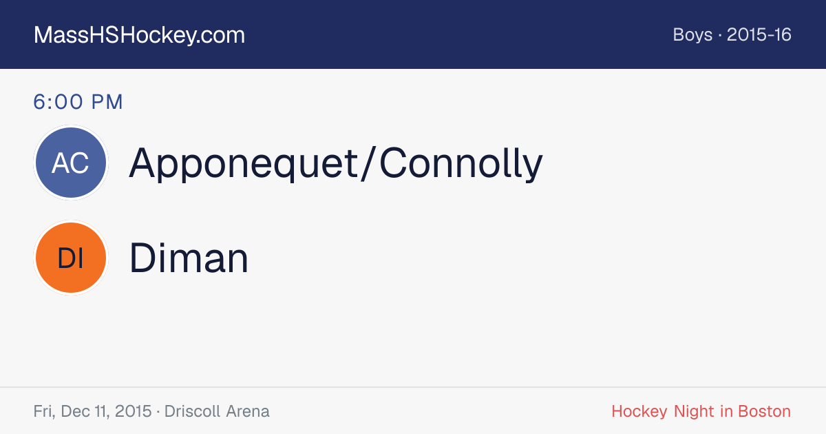 Apponequet/Connolly at Diman score card