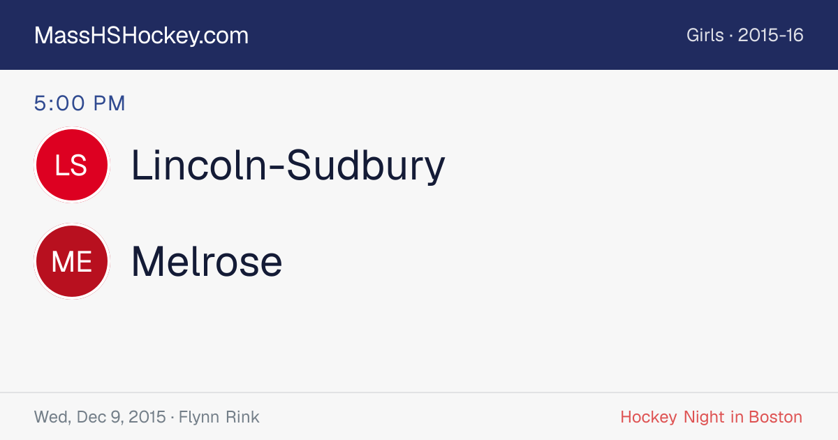 Lincoln-Sudbury at Melrose score card