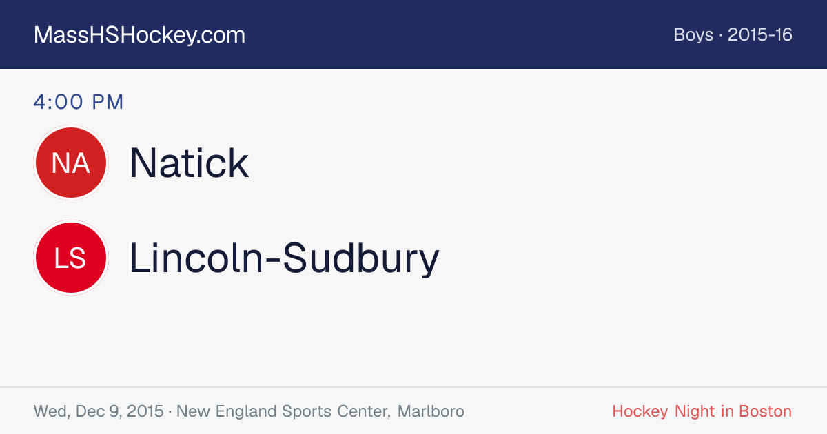 Natick at Lincoln-Sudbury score card