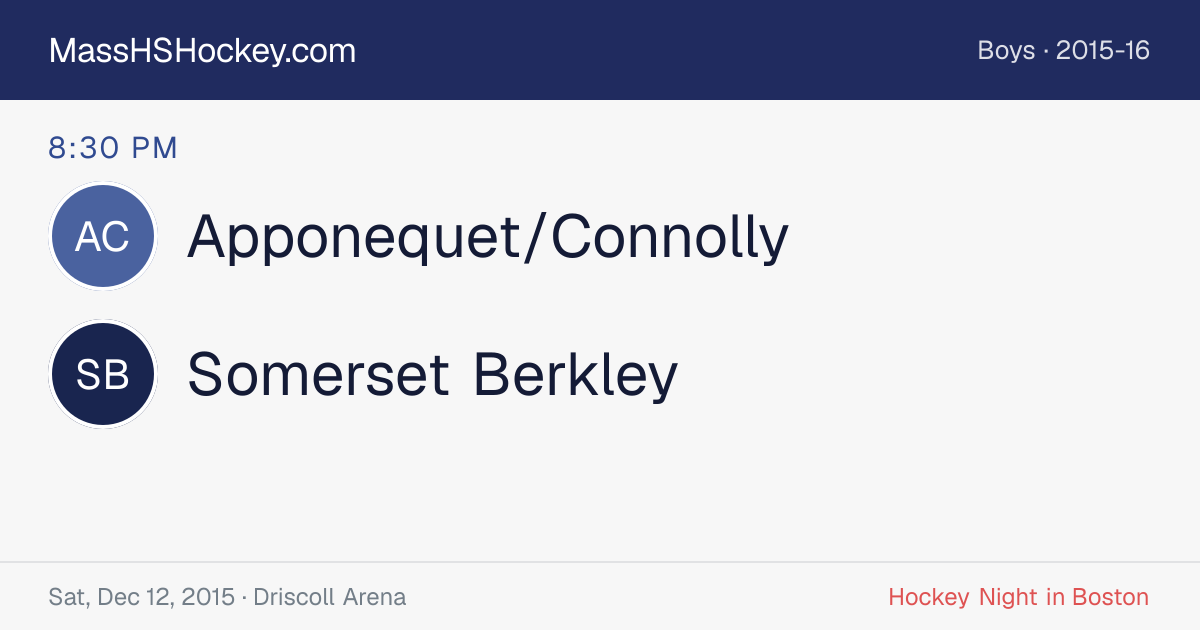 Apponequet/Connolly at Somerset Berkley score card