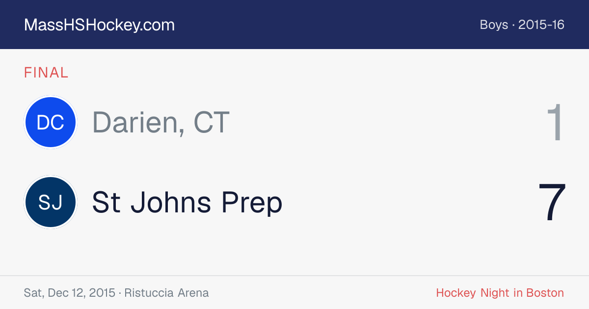 Darien, CT at St Johns Prep score card