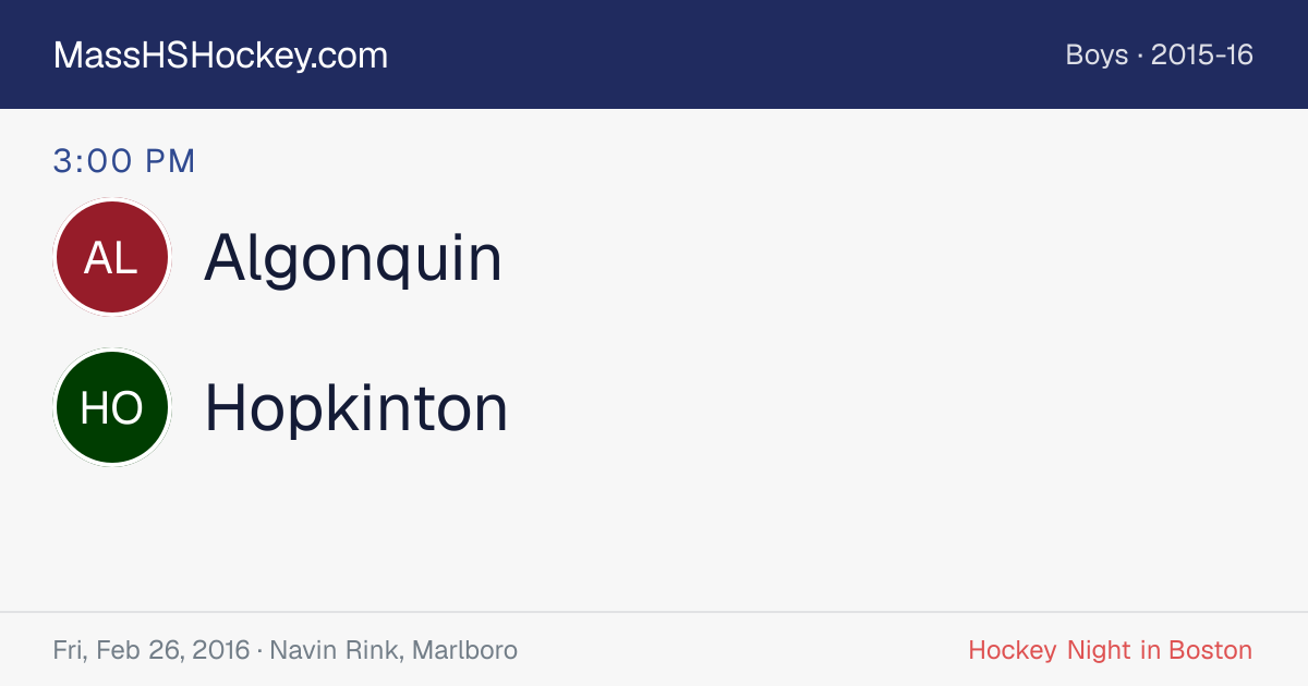 Algonquin at Hopkinton score card