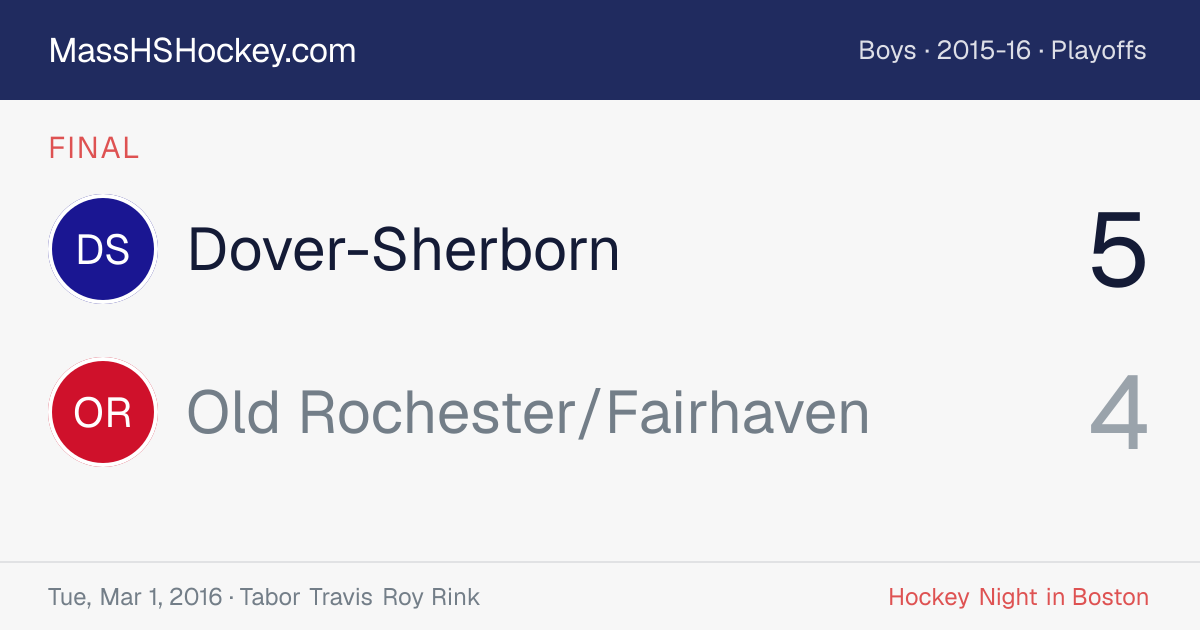 Dover-Sherborn at Old Rochester/Fairhaven score card