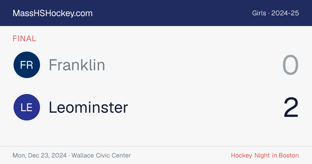 Franklin at Leominster score card