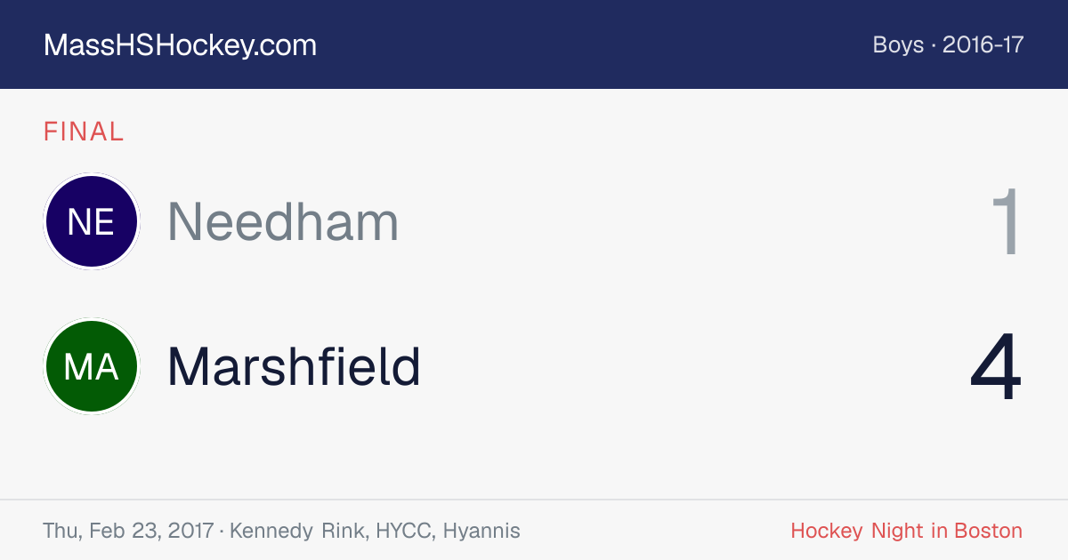 Needham at Marshfield score card