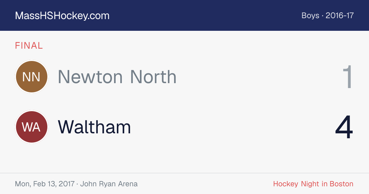 Newton North at Waltham score card
