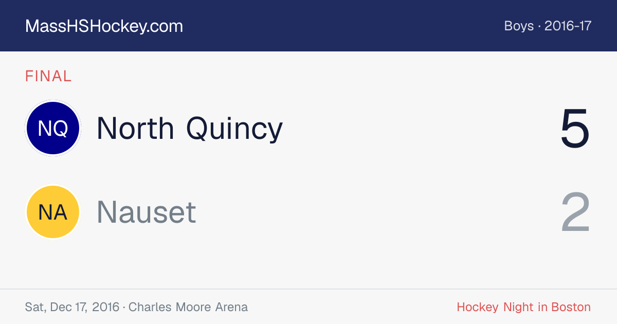 North Quincy at Nauset score card